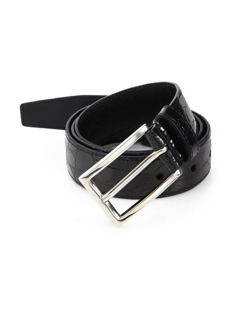 prada crocodile belt|Black Crocodile Leather Belt .